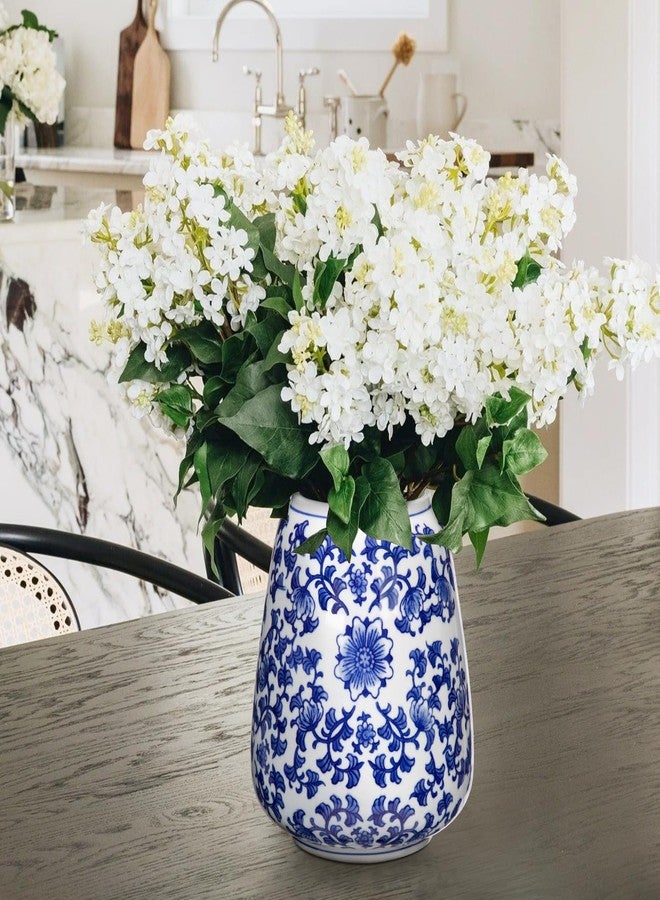 Hollyone Blue and White Porcelain Vase Chinoiserie Floral Vase Large Vintage Tall Blue Ceramic Vase for Home Mantle Shelf Living Room Table Centerpieces Decor, 7 Inch - Image 5